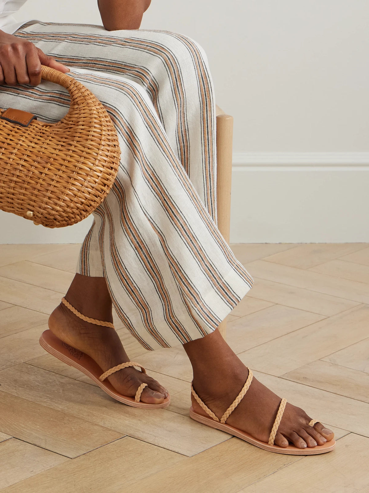 Ancient Greek Eleftheria Braided Leather Sandals