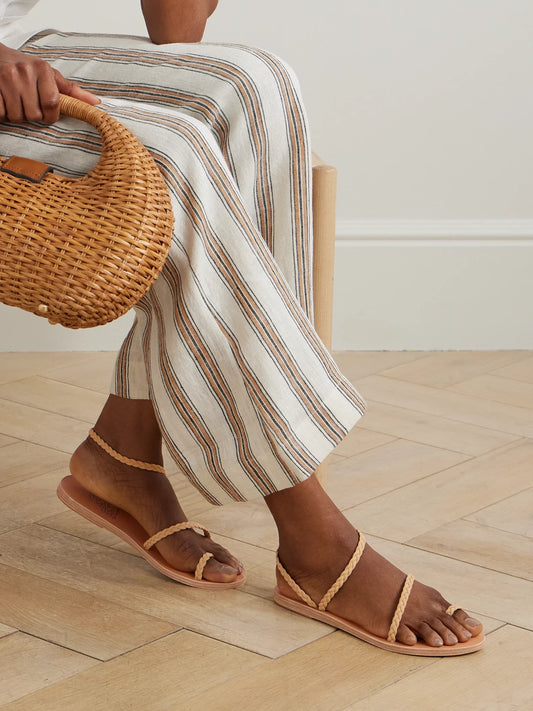 Ancient Greek Eleftheria Braided Leather Sandals