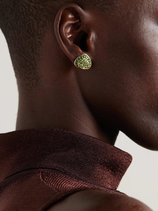 Image of Earrings. Product name - Dora 18-karat Gold, Tsavorite And Diamond Earrings in Green colour by brand - Marina B