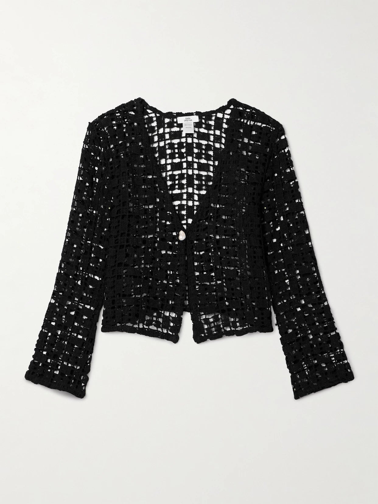 Nerea Embellished Crocheted Cotton Top