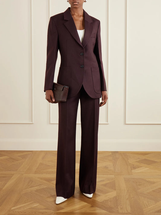 Image of Coats & Jackets. Product name - Katherine Wool Jacket in Burgundy colour by brand - Victoria Beckham