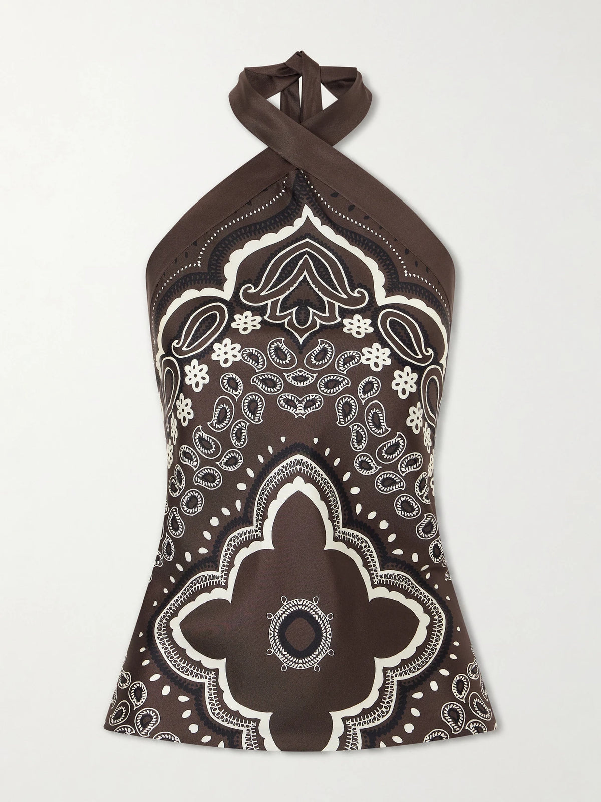 Nili Lotan Solal Printed Silk Halterneck Top
