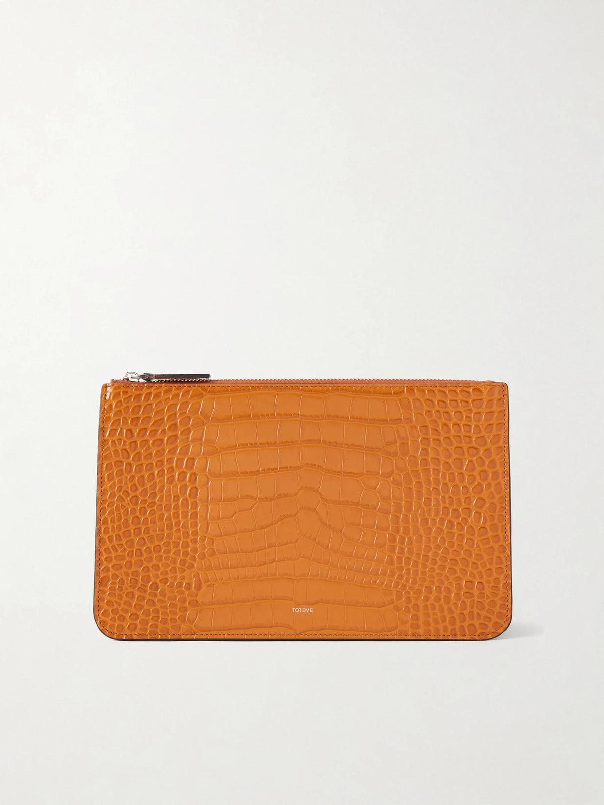 Threefold Croc-effect Leather Clutch
