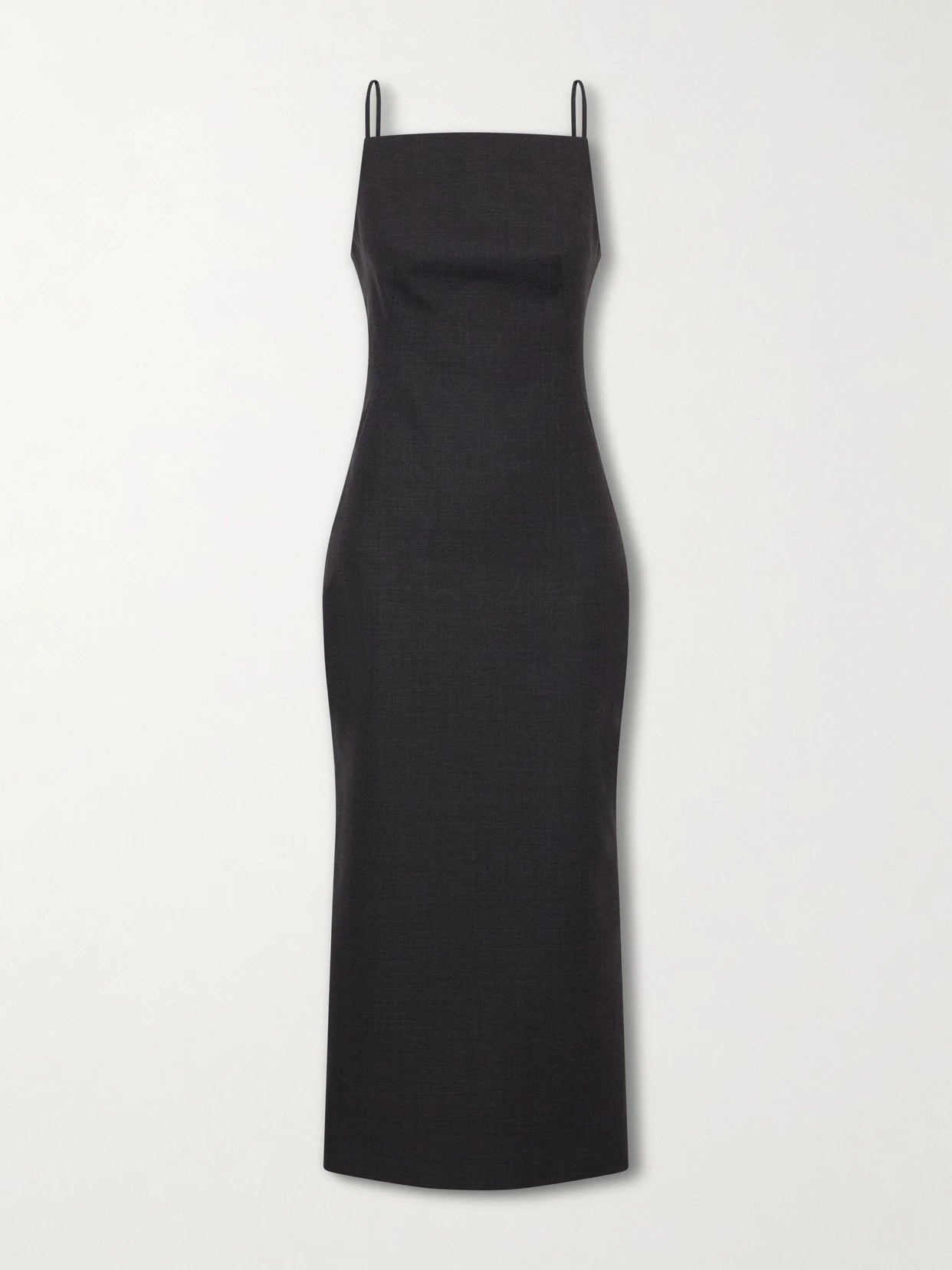 Sliced Kickback Grain De Poudre Wool Midi Dress