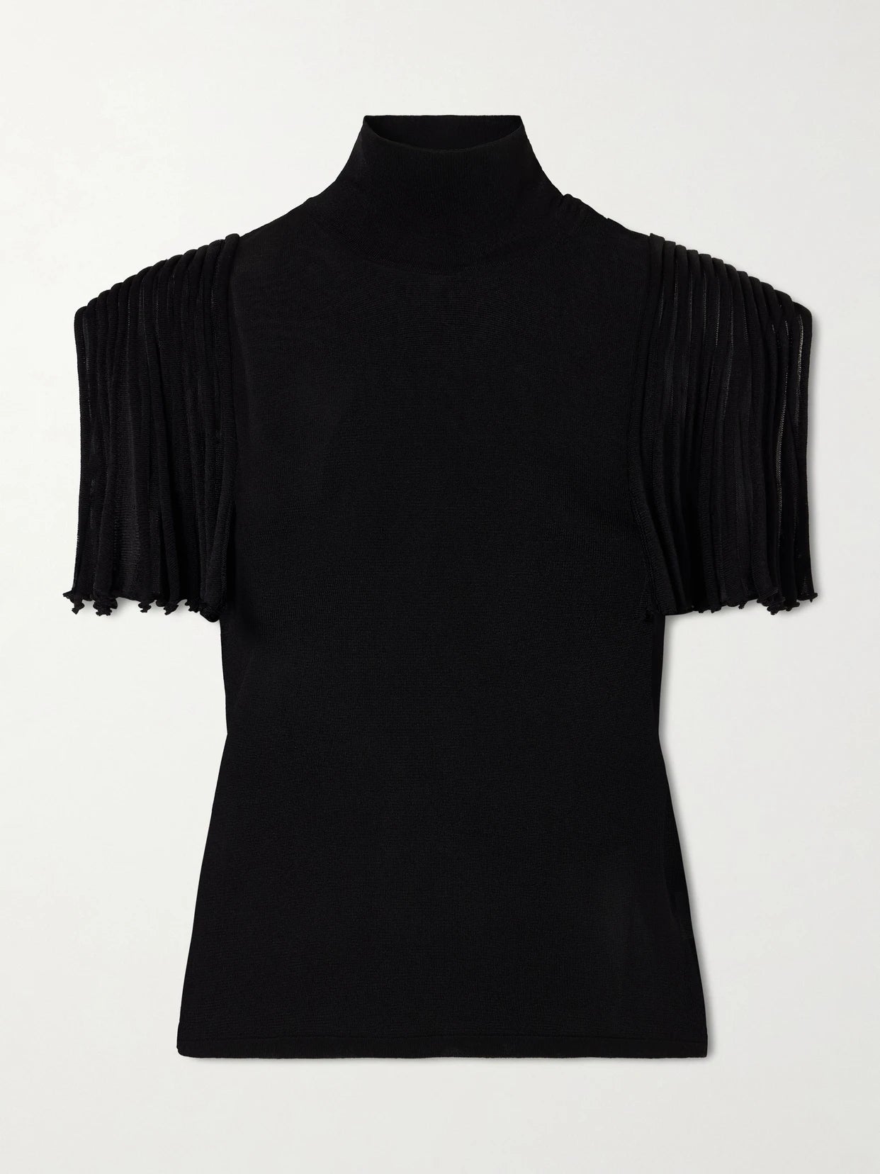 Image of a model wearing Tops. Product name - Cropped Jersey Top in Black colour by brand - Alaïa