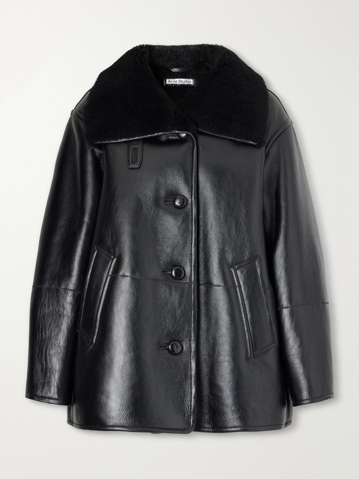 Acne Studios Paneled Shearling-trimmed Leather Coat
