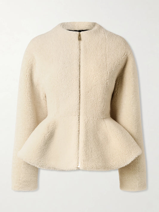 Image of Coats & Jackets. Product name - Shearling Jacket in Neutral colour by brand - Alaïa