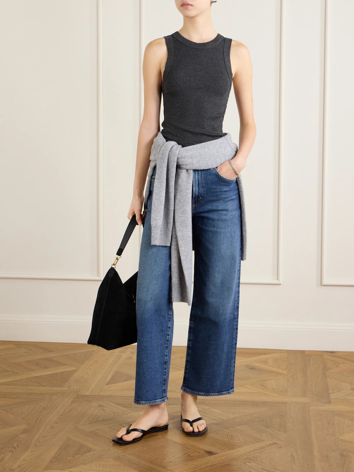 Image of Jeans. Product name - The Harper Crop Recycled Straight-leg Jeans in Dark denim colour by brand - AGOLDE