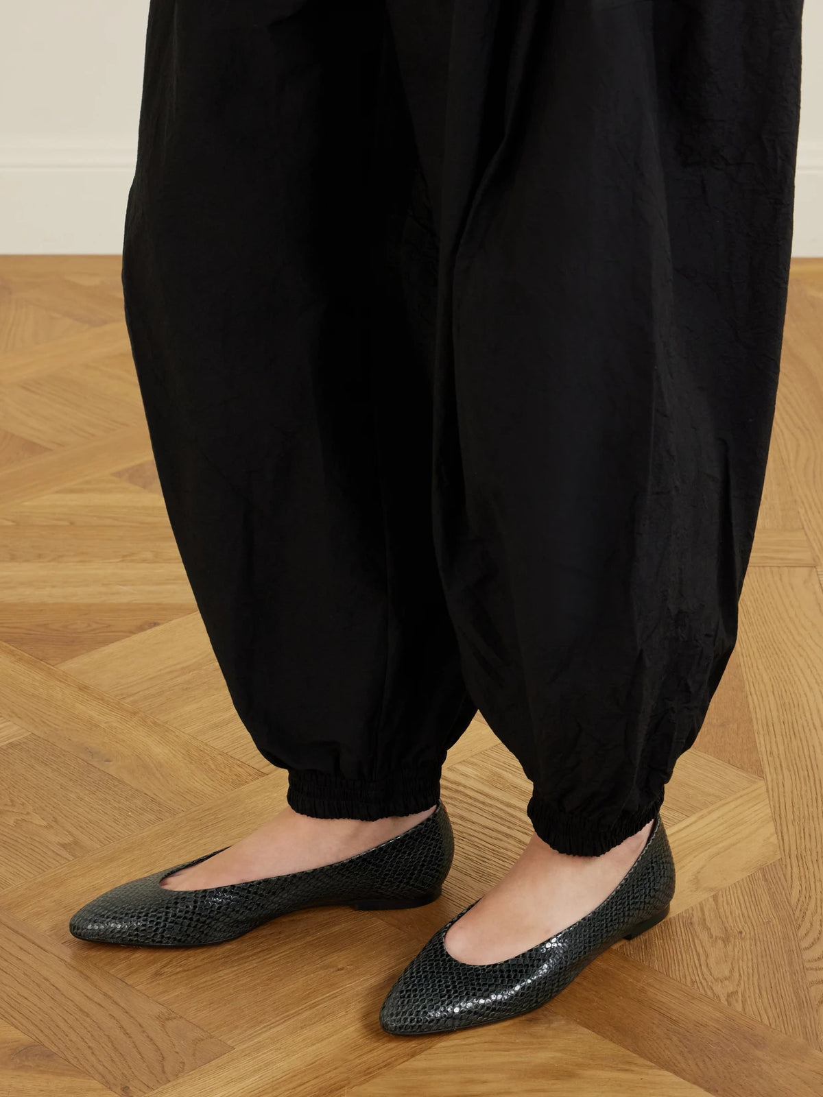 Aeyde Ellie Snake-effect Leather Ballet Flats