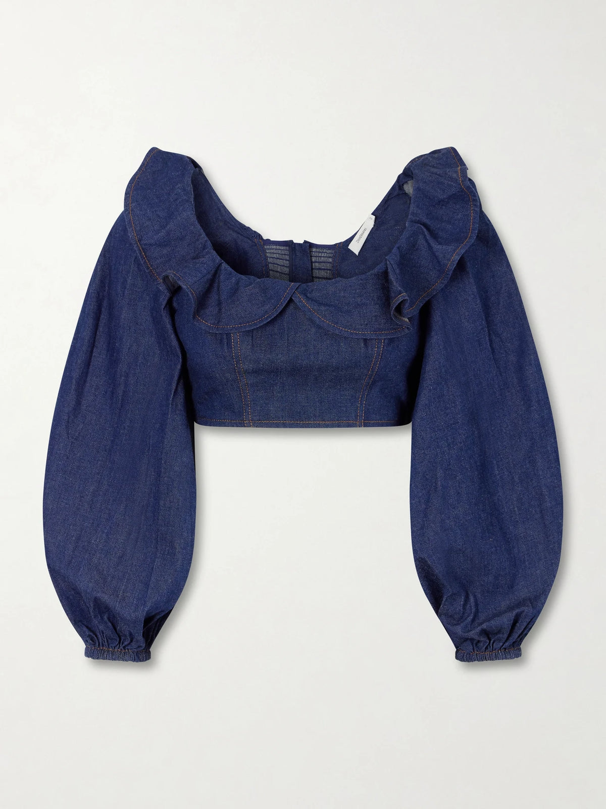 Zimmermann Aster Cotton-denim Frill Top