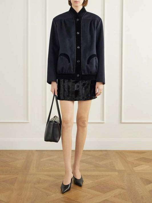 Image of Coats & Jackets. Product name - Coiba Wool And Cashmere-blend Jacket in Navy colour by brand - BLAZÉ Milano