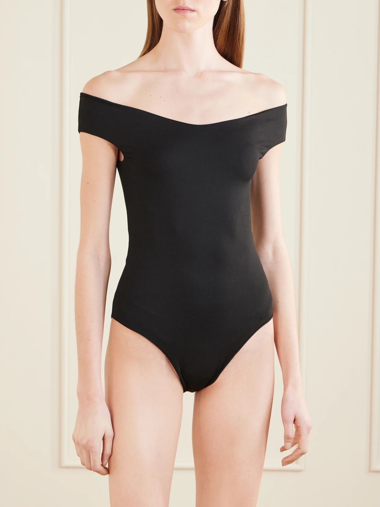 Mini Romy Black Fringed Off-shoulder Swimsuit