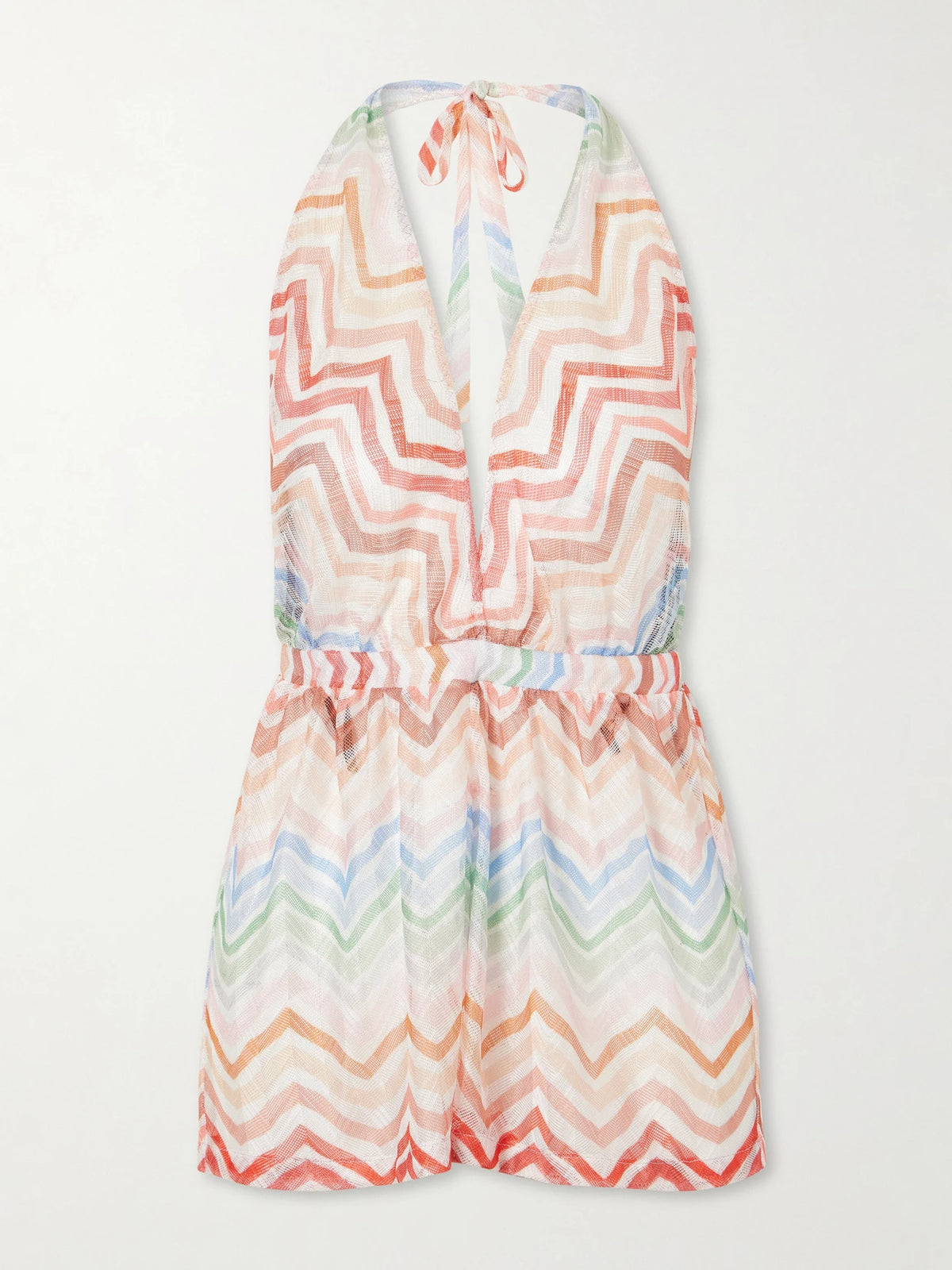 Striped Crochet-knit Playsuit