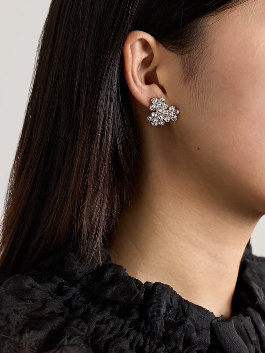 Image of Earrings. Product name - Violet Silver-plated Swarovski Crystal Earrings in Multi colour by brand - Jennifer Behr