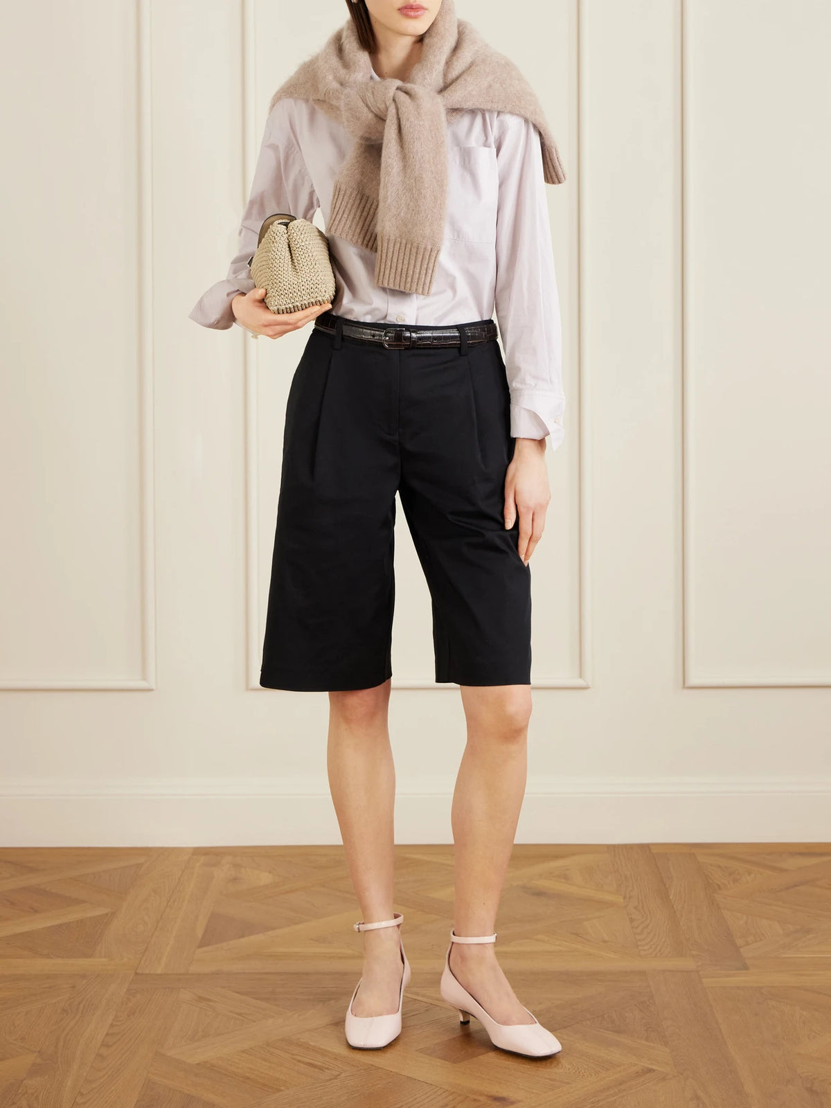 T-lock Woven Leather Clutch