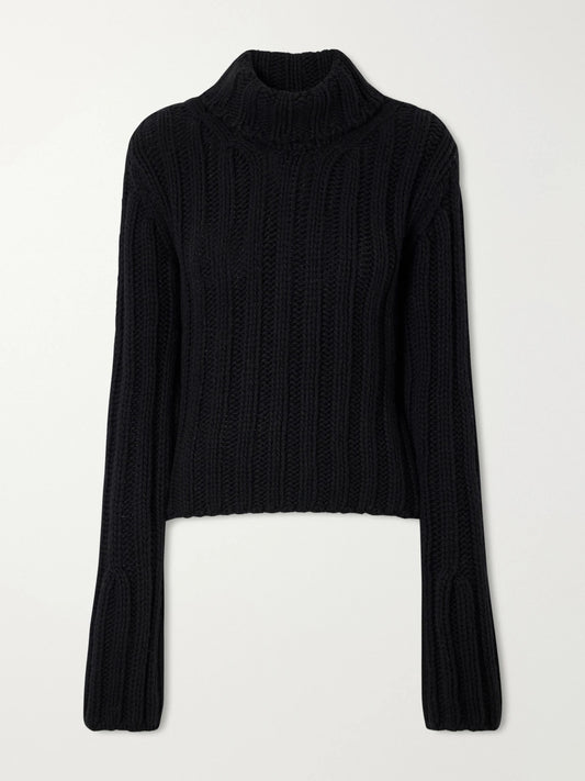 KHAITE Kelly Ribbed Cashmere Turtleneck Sweater