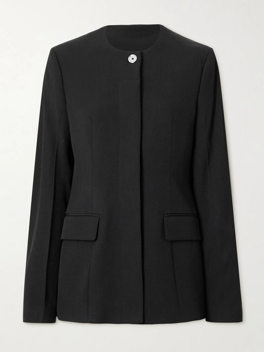 Image of Coats & Jackets. Product name - Garderob Woven Blazer in Black colour by brand - TOTEME