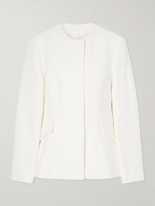 Image of Coats & Jackets. Product name - Cotton-jacquard Jacket in White colour by brand - TOTEME
