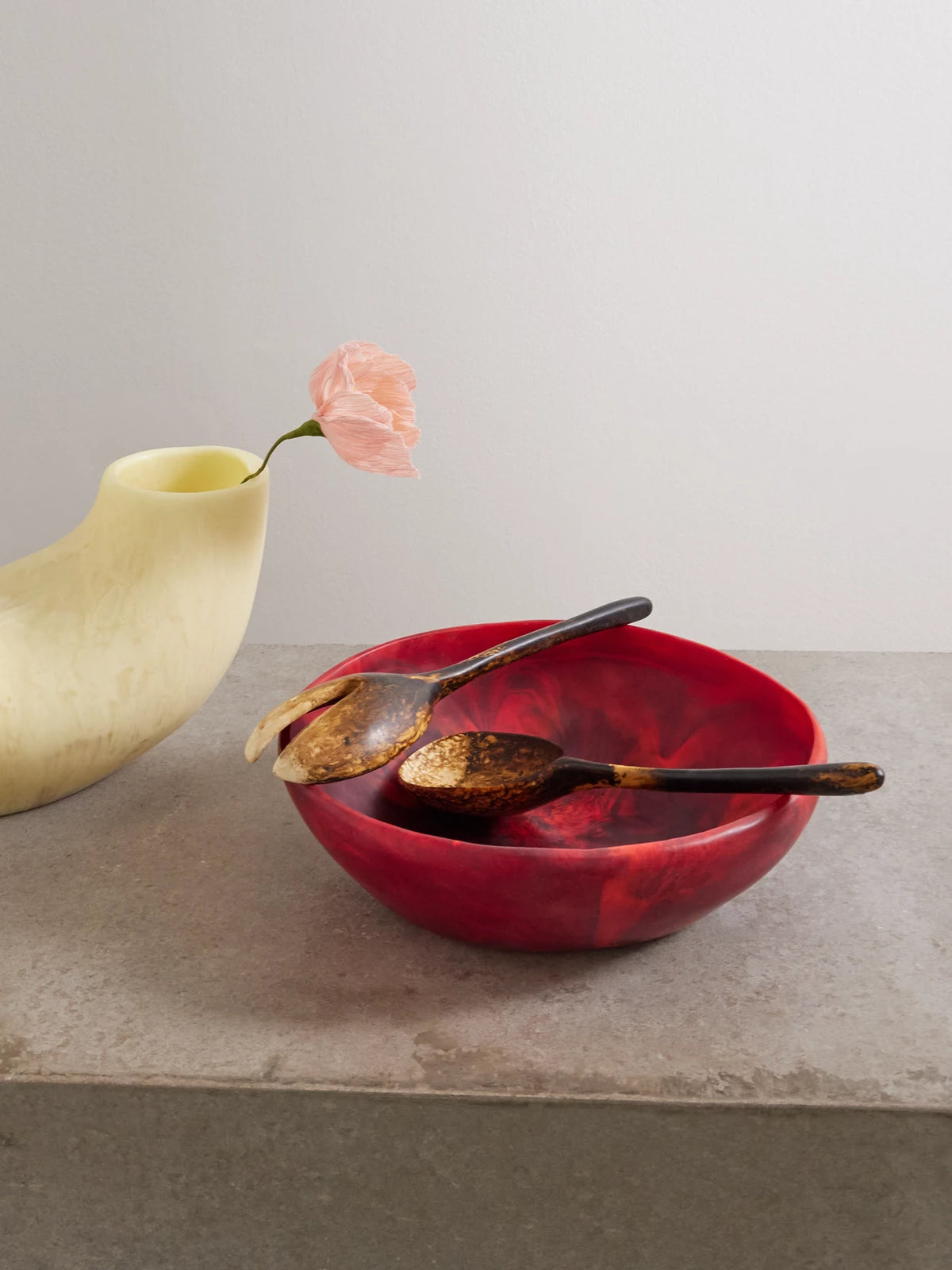 Image of Tableware. Product name - Large Resin Salad Bowl in Red colour by brand - Dinosaur Designs