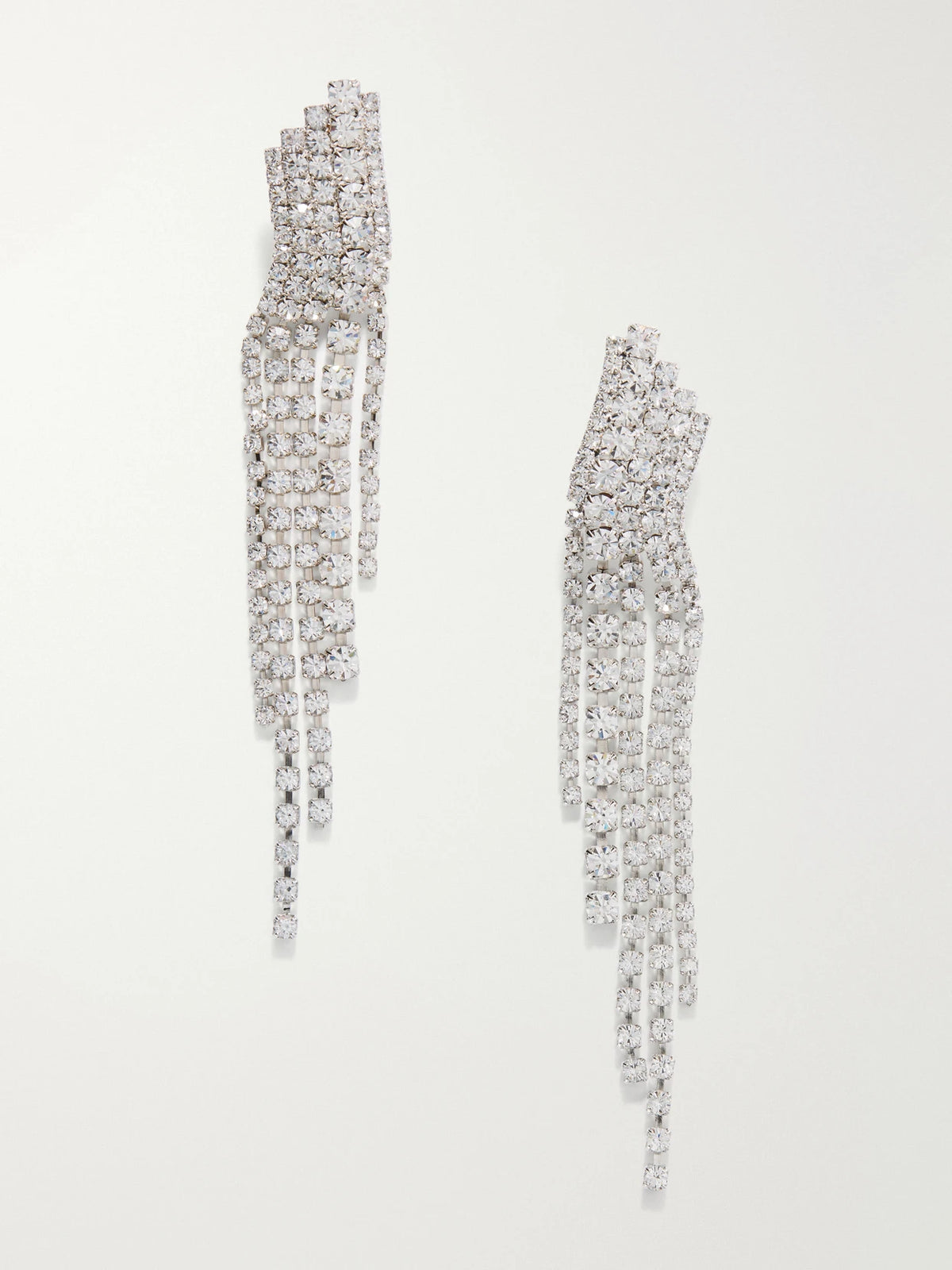 Jennifer Behr Zayla Fringed Crystal-embellished Rhodium-plated Silver-tone Metal Earrings