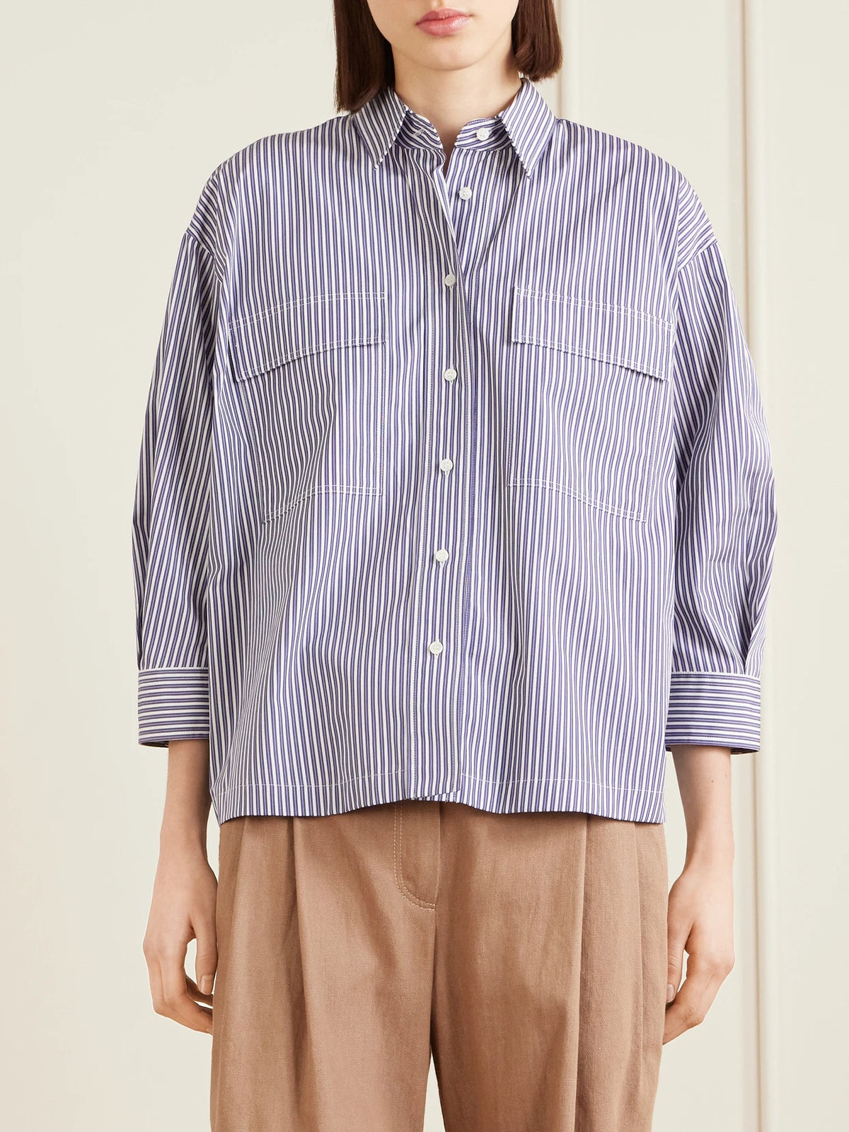 Brunello Cucinelli Striped Cotton-poplin Shirt
