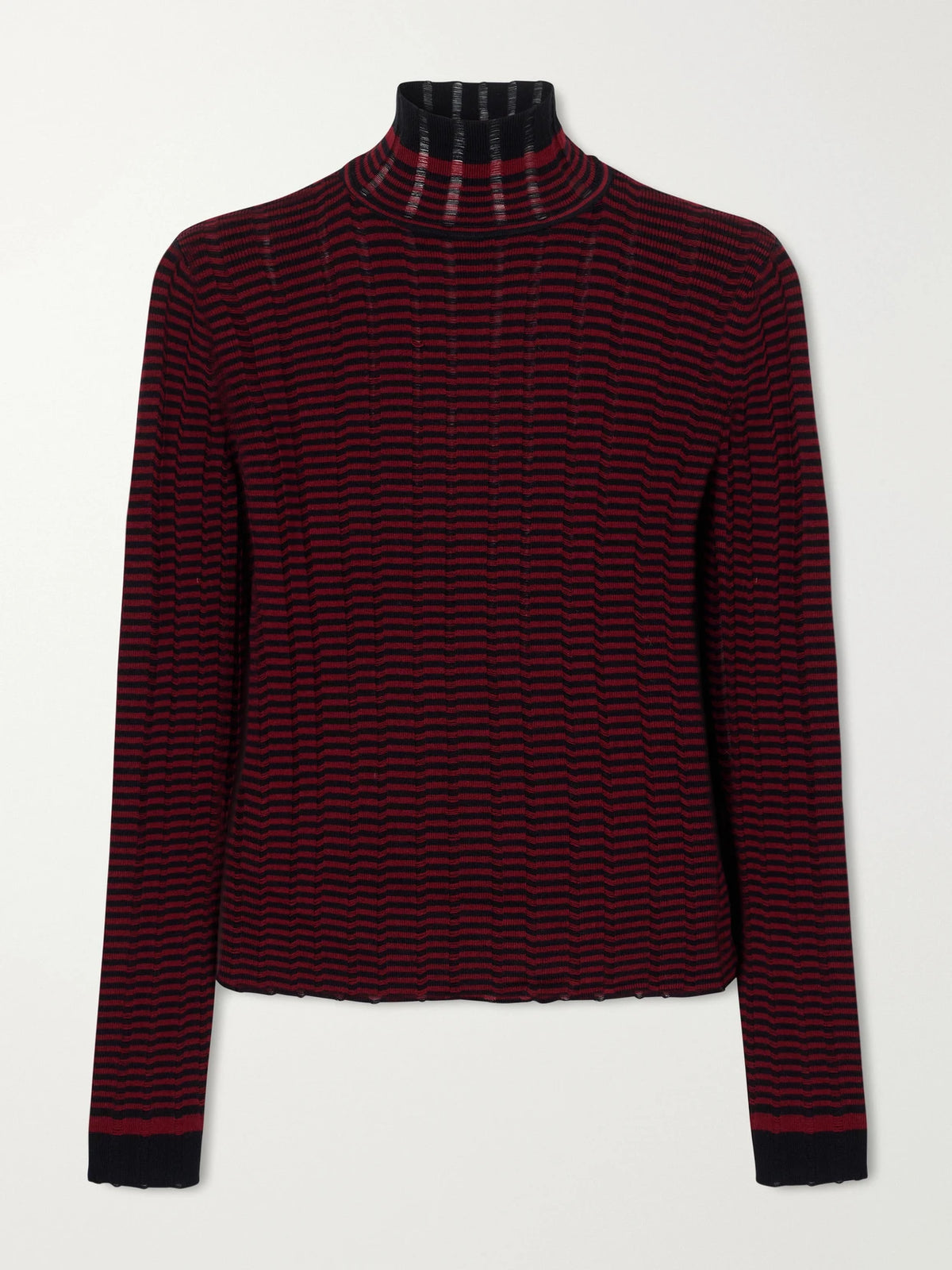 Proenza Schouler White Label Stina Striped Ribbed Wool And Cotton-blend Turtleneck Sweater