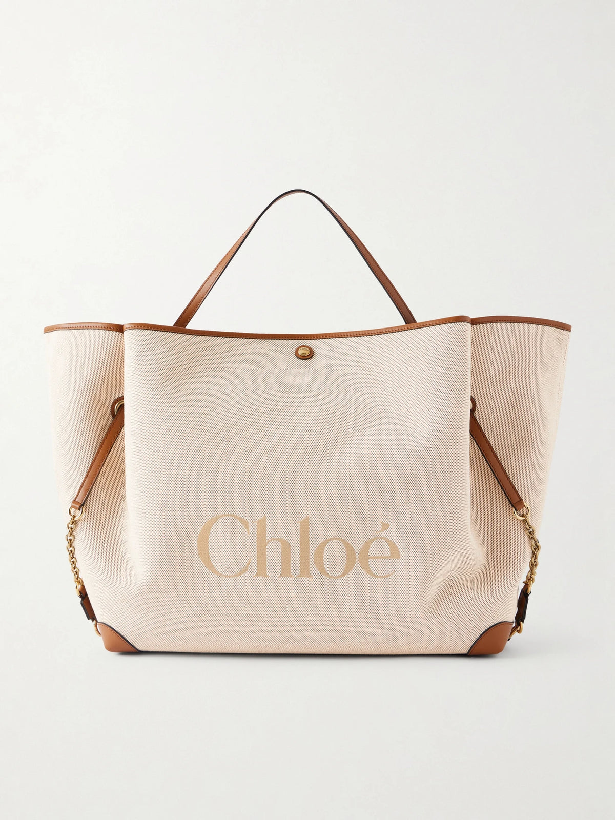 Leather-trimmed Canvas Tote Bag
