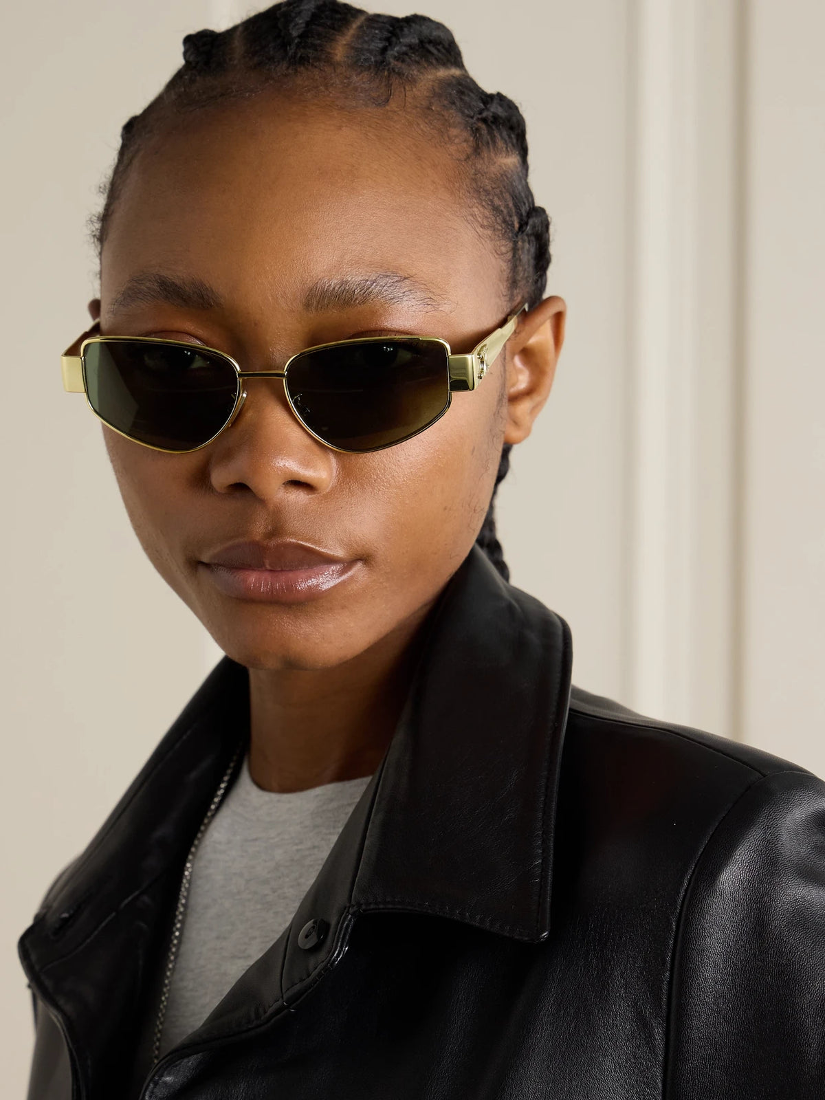 Image of Sunglasses. Product name - Cat-eye Gold-tone Sunglasses in Multi colour by brand - CELINE Eyewear