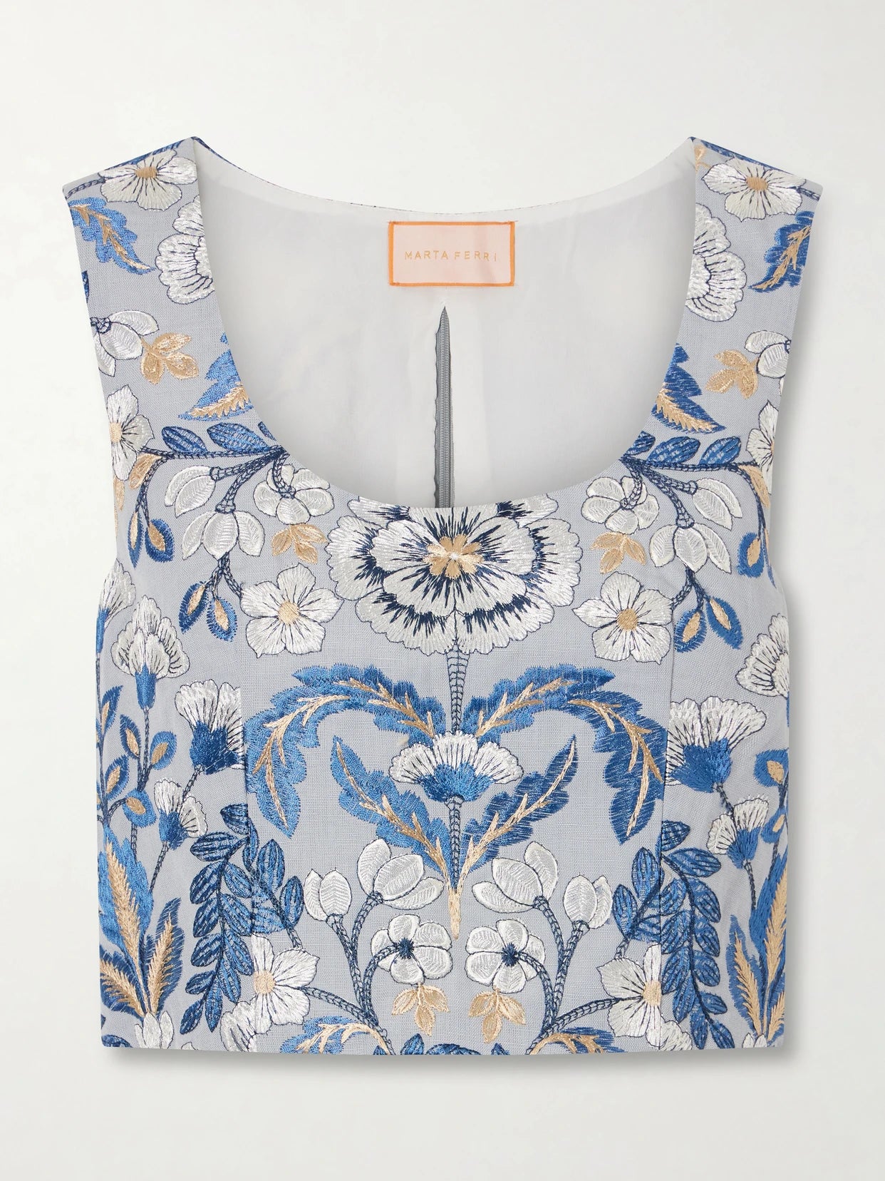 Image of Blouses. Product name - Embroidered Woven Blouse in Sky blue colour by brand - Marta Ferri