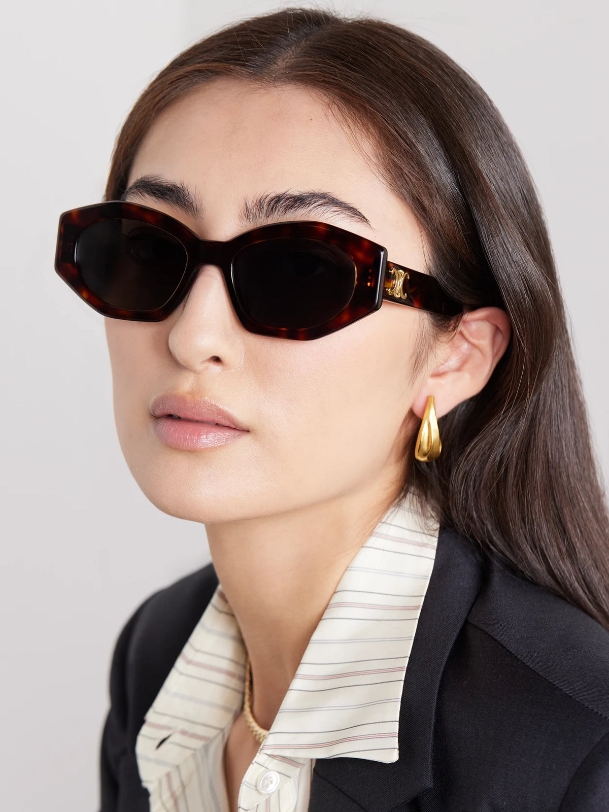 Image of Sunglasses. Product name - Triomphe Cat-eye Tortoiseshell Acetate Sunglasses in Multi colour by brand - CELINE Eyewear