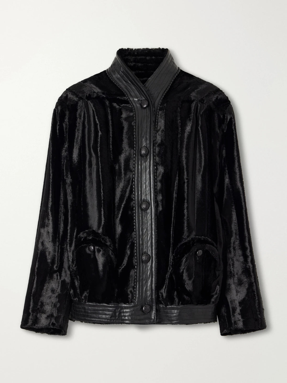 BLAZÉ Milano Coiba Leather-trimmed Velvet Jacket