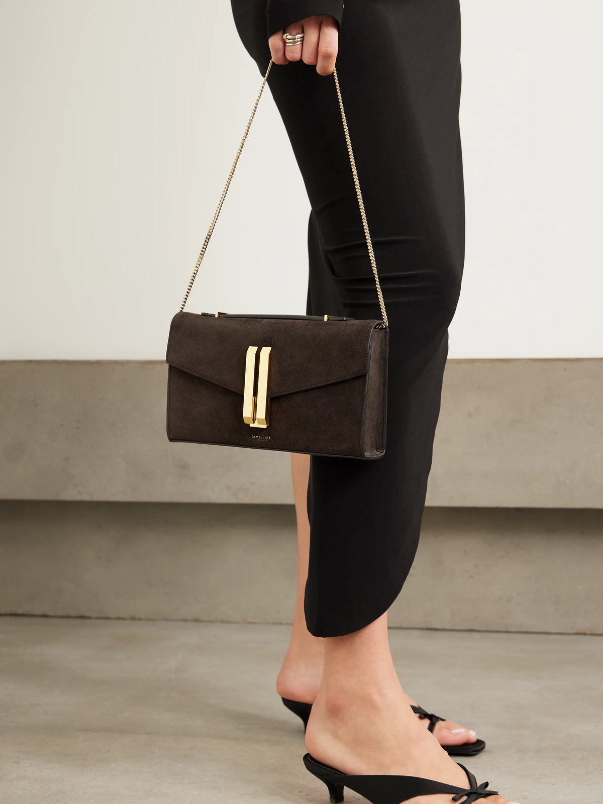 Image of Bags. Product name - The Vancouver Leather Clutch in Chocolate colour by brand - DeMellier