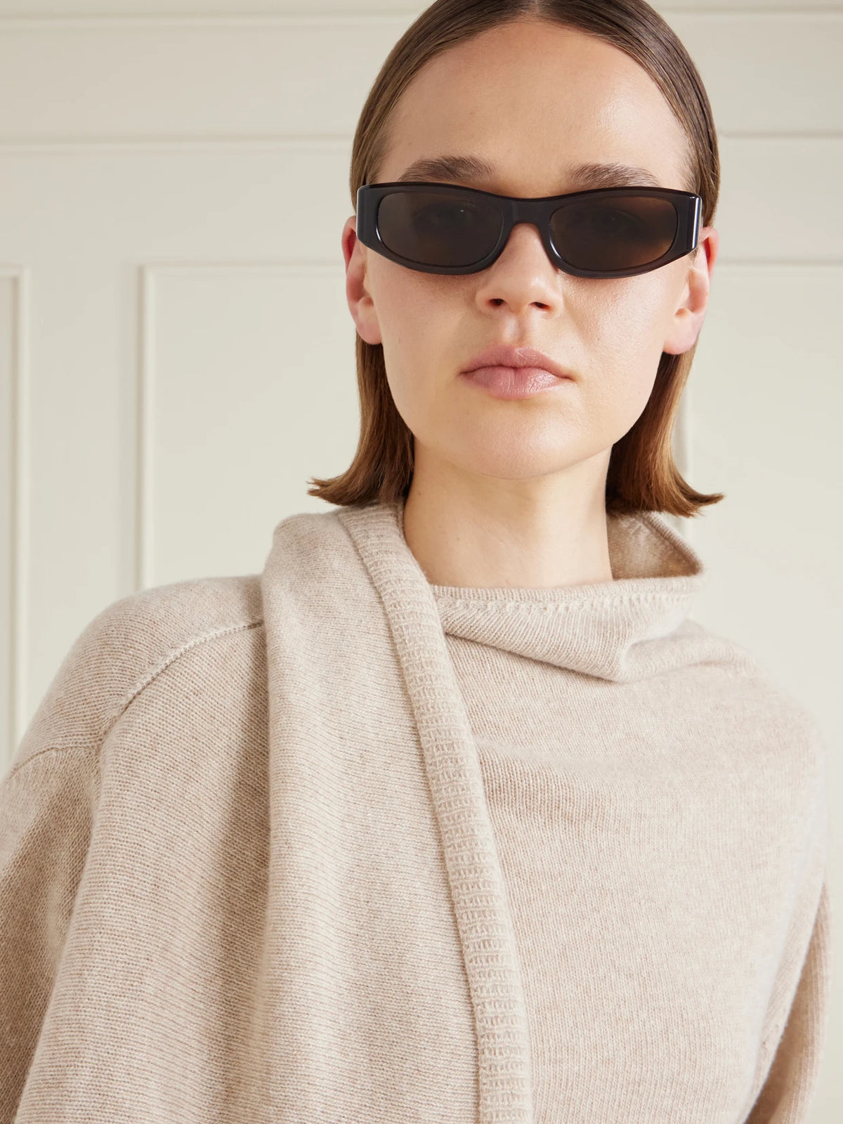 Image of Sunglasses. Product name - The Suede Square-frame Acetate Sunglasses in Brown colour by brand - Thistles