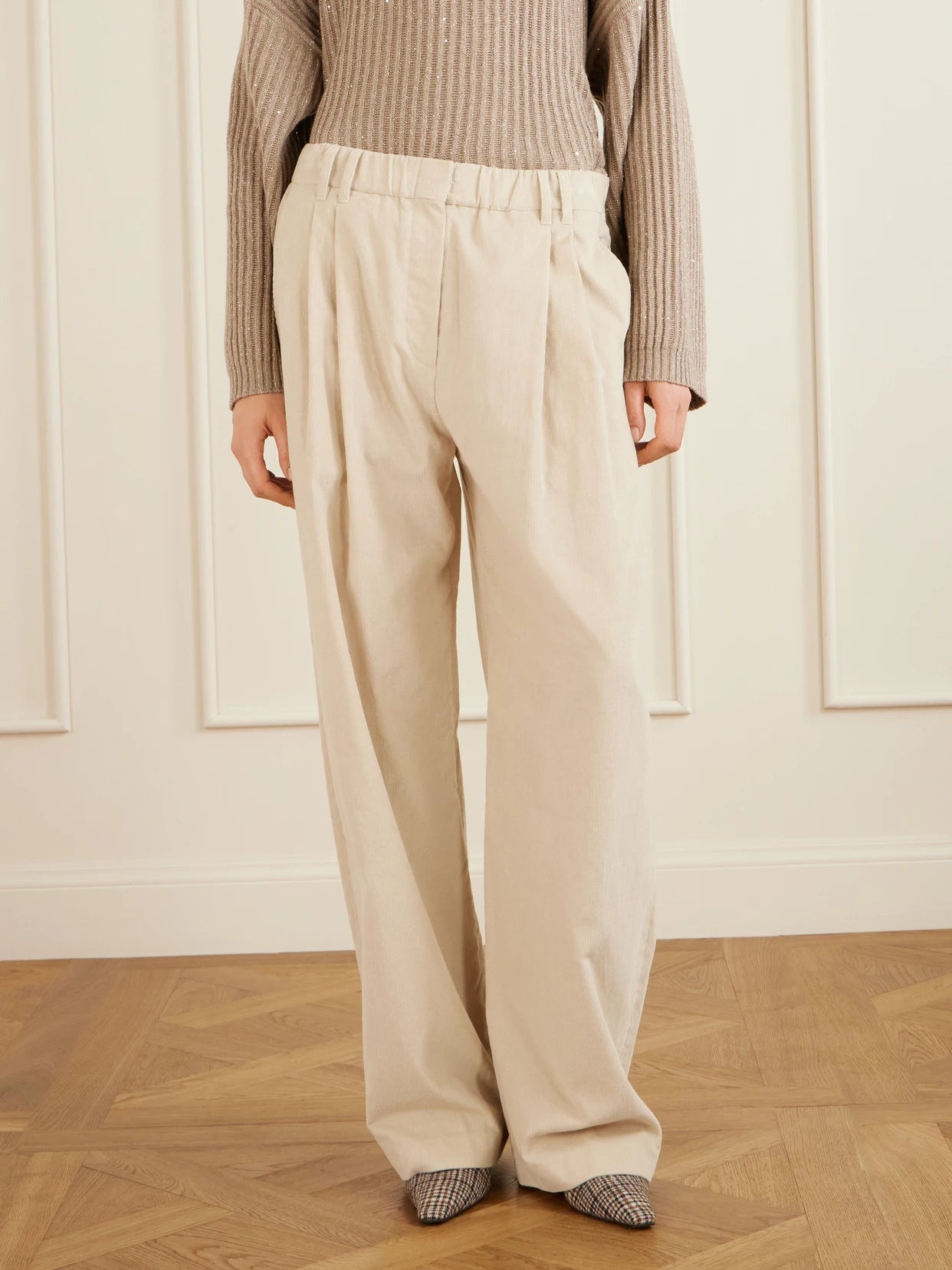 Pleated Cotton, Lyocell And Cashmere-blend Corduroy Wide-leg Pants