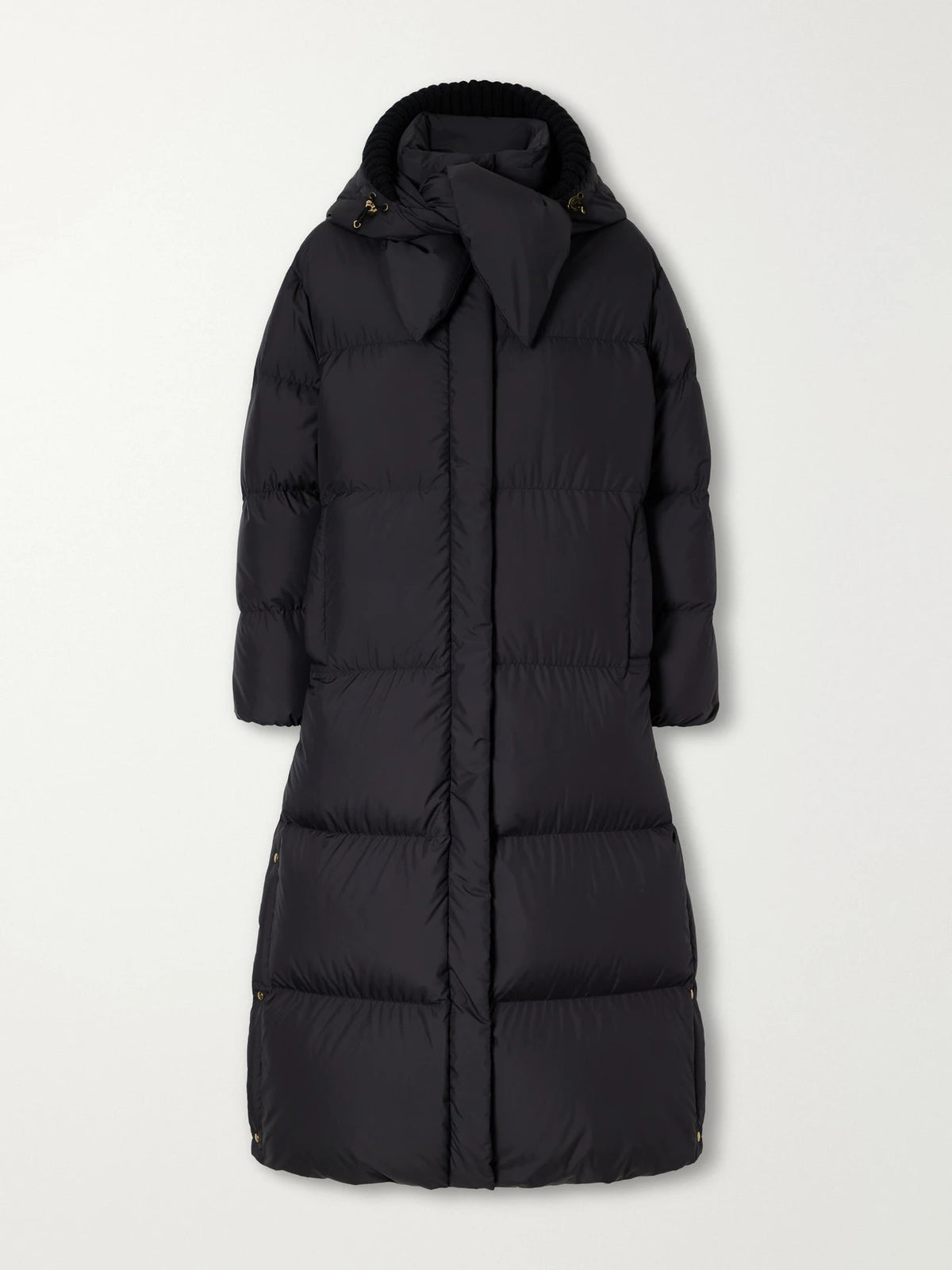 Moncler Ornement Quilted Scarf-detailed Rib-trimmed Shell Down Coat