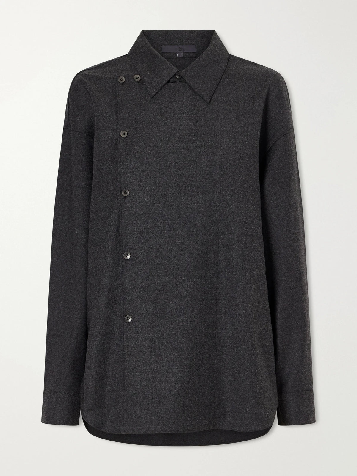Tibi Overlap-detail Wool-blend Flannel Shirt