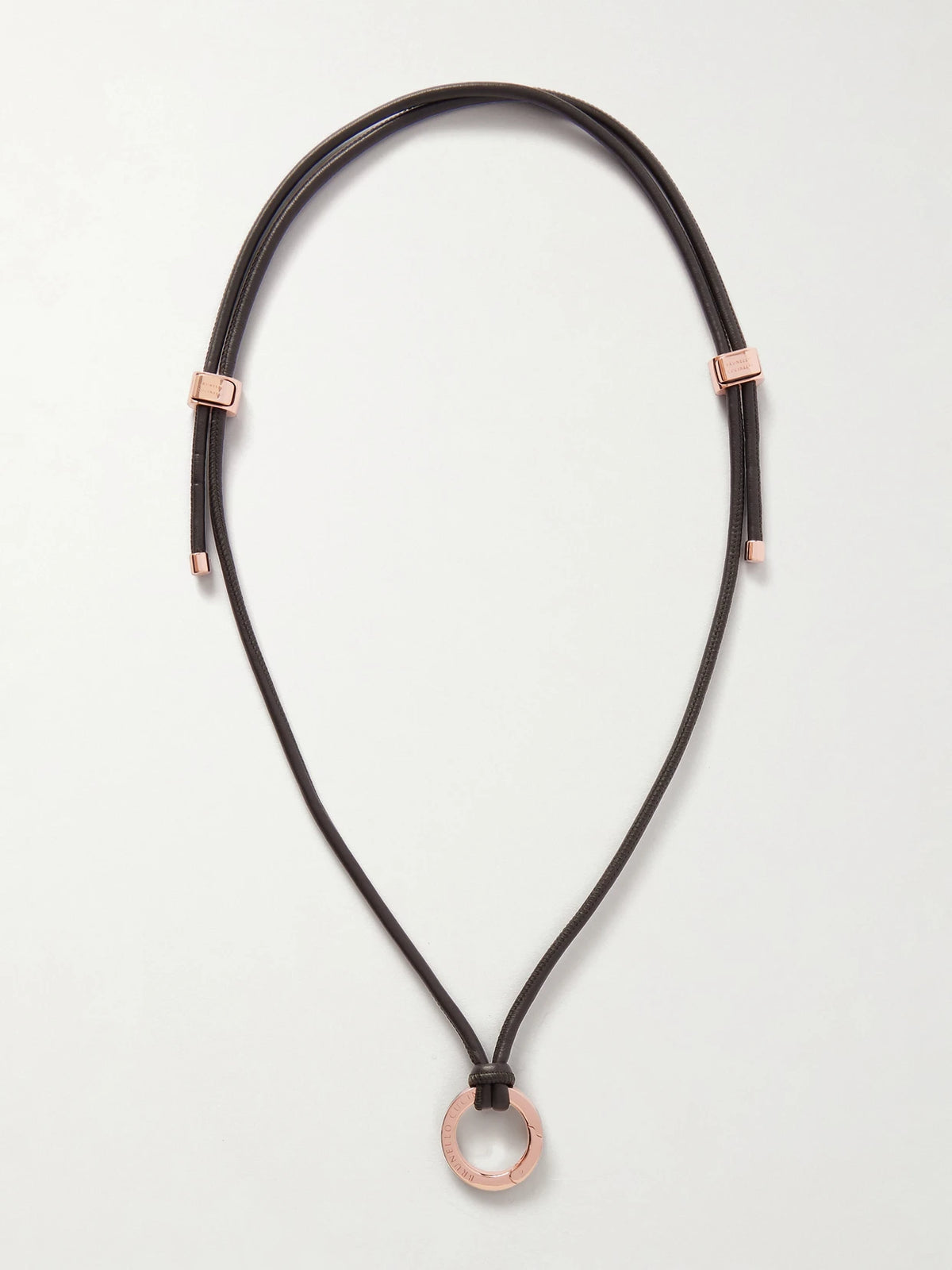 Leather And Rose Gold-tone Necklace