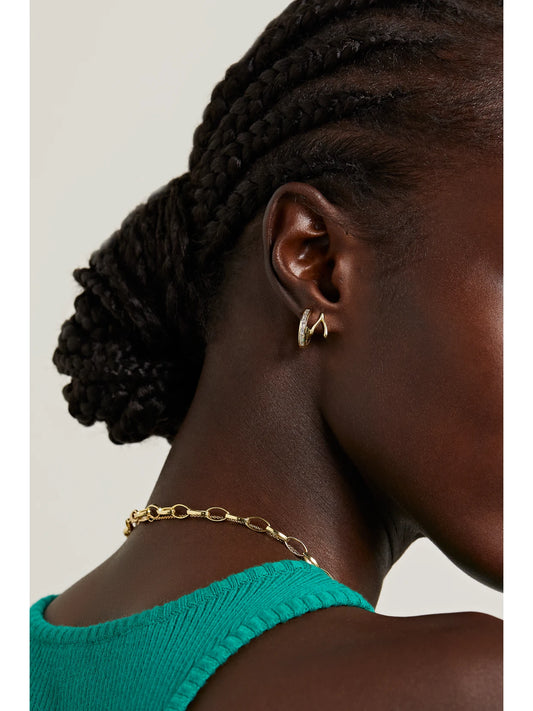 Image of Earrings. Product name - Mini Wishbone 18-karat Gold Earrings in Multi colour by brand - Jennifer Meyer