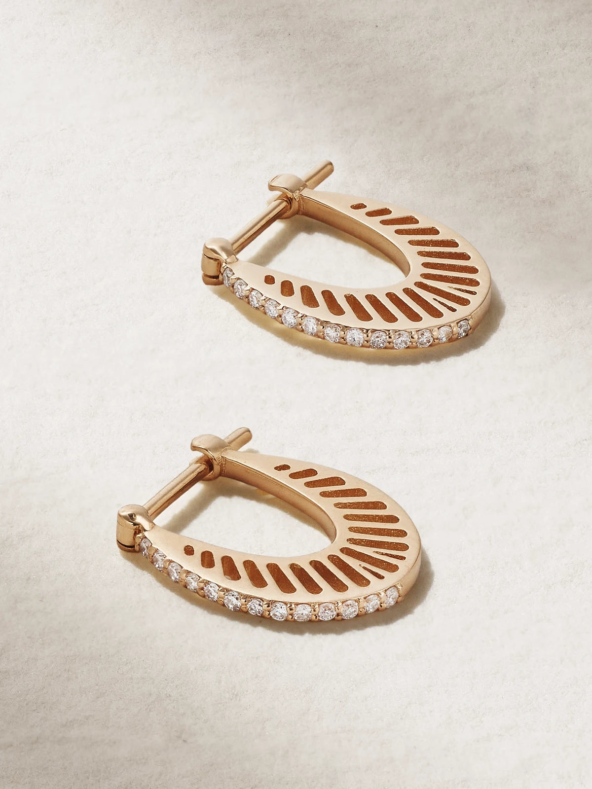 Flat Ray Small 18-karat Gold Diamond Hoop Earrings