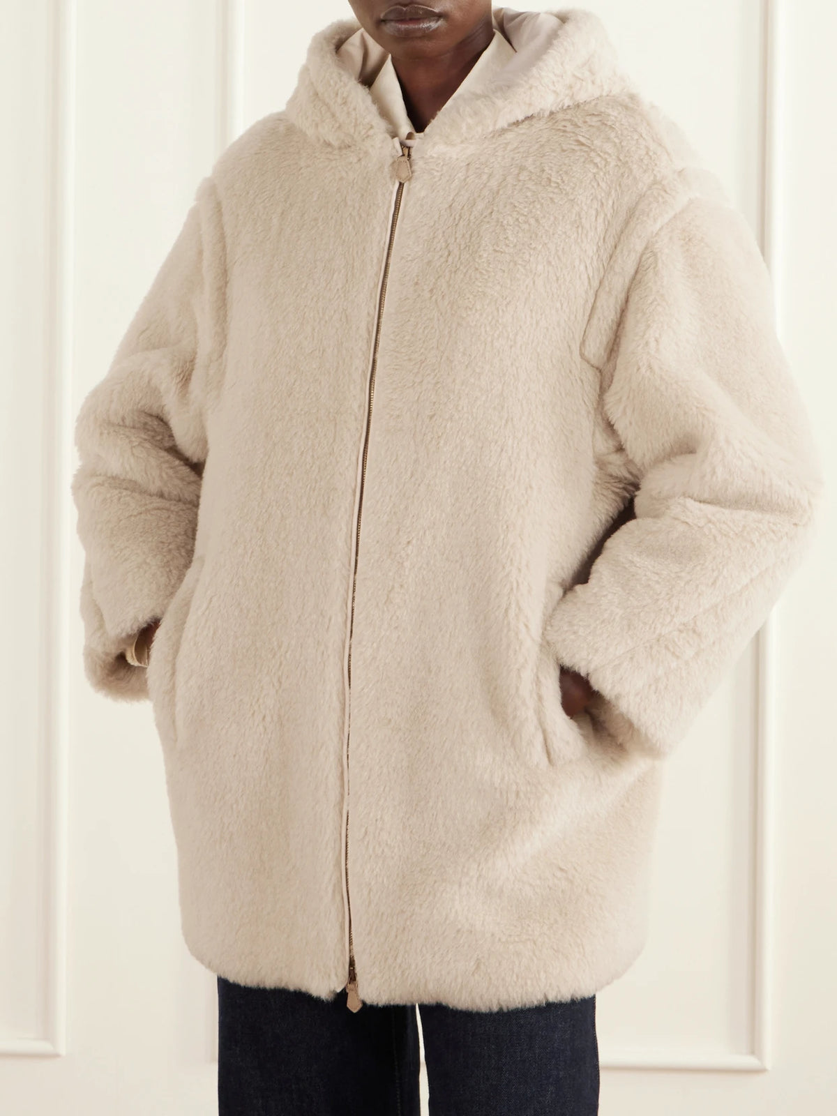 Max Mara Spadino Teddy Hooded Alpaca, Wool And Silk-blend Coat