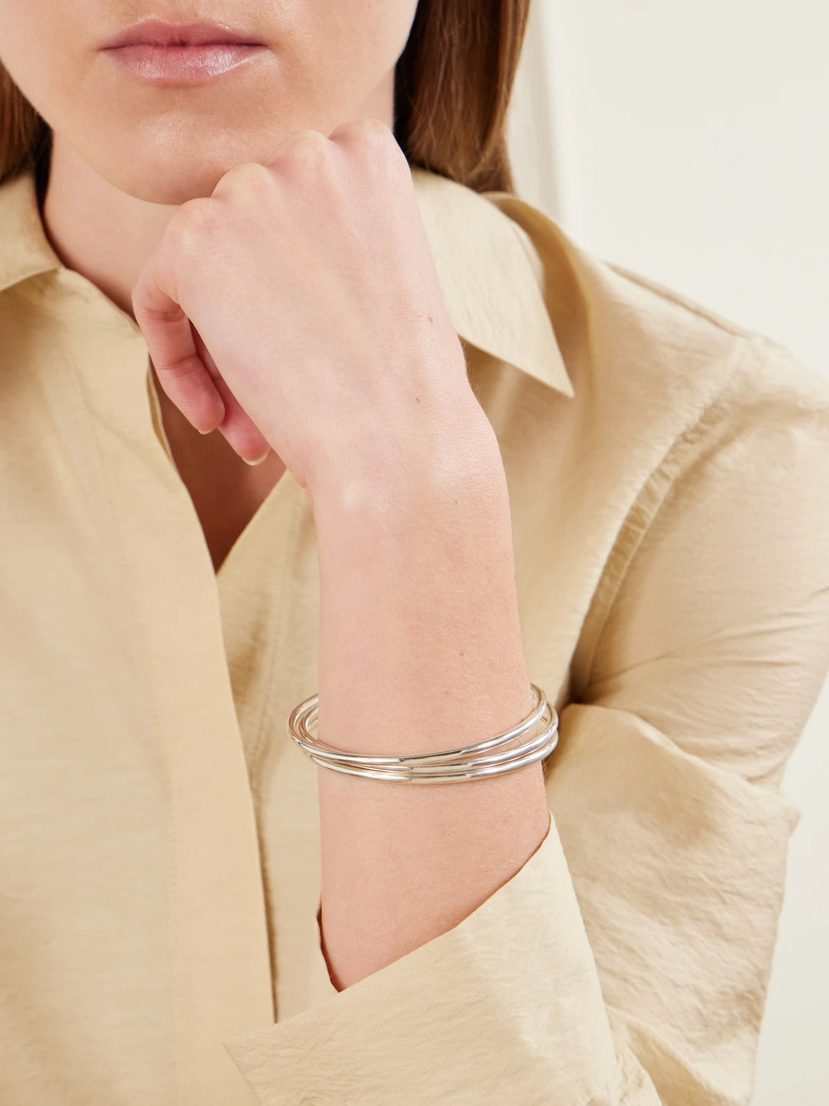 Image of Bracelets. Product name - Kaya Set-of-three Silver Bangles in Multi colour by brand - Sophie Buhai