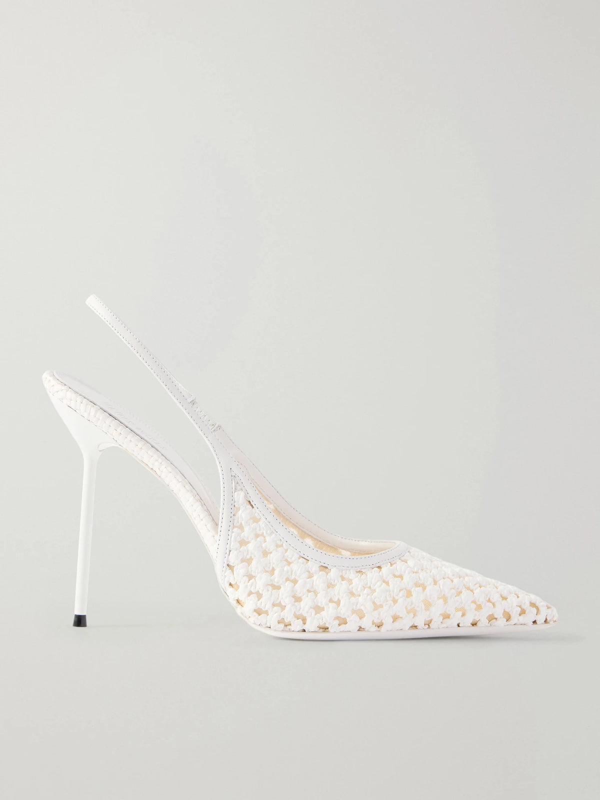 Lidia 105 Leather-trimmed Straw Slingback Pumps