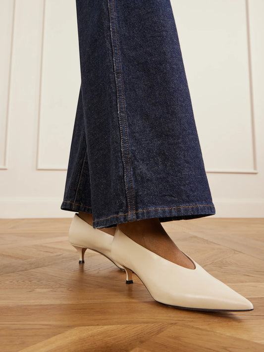 Babouche 40 Crinkled-leather Pumps