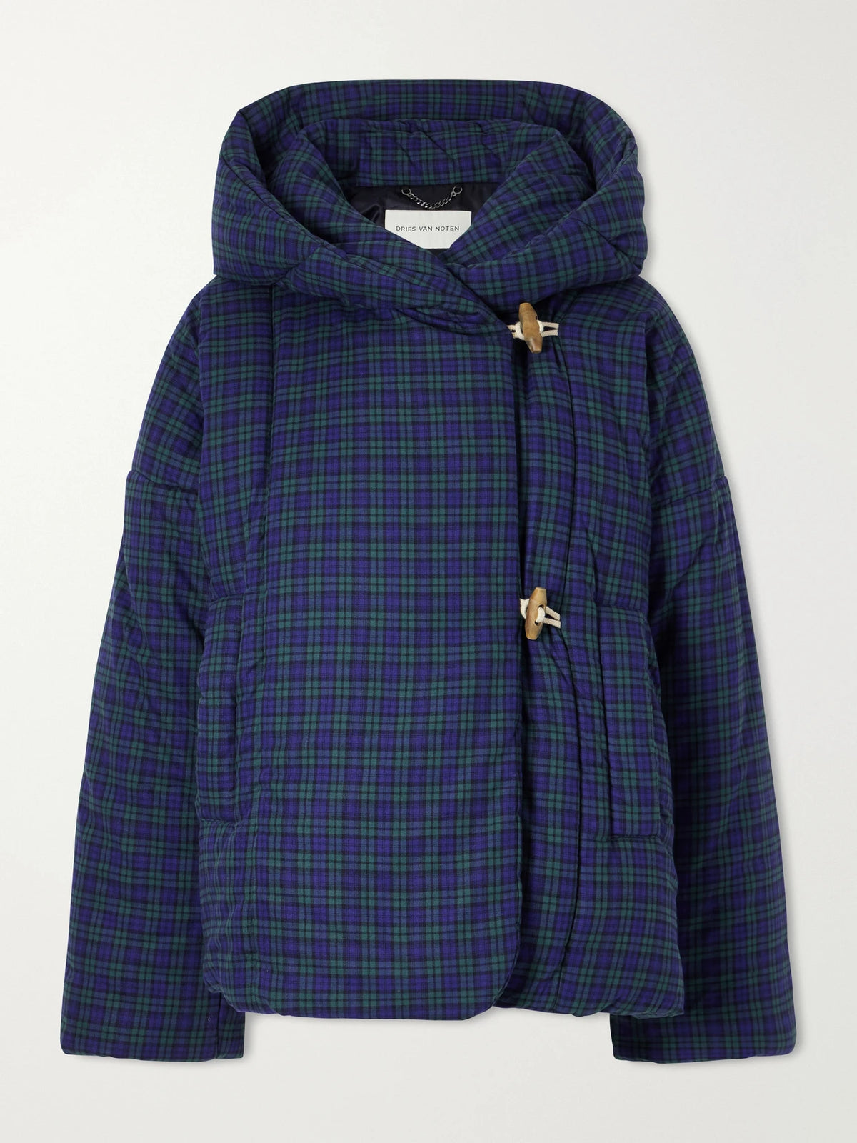 Dries Van Noten Hooded Checked Padded Cotton-flannel Jacket