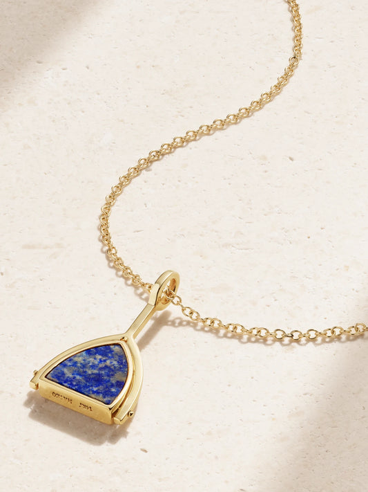 Flip 14-karat Gold, Lapis Lazuli And Diamond Necklace