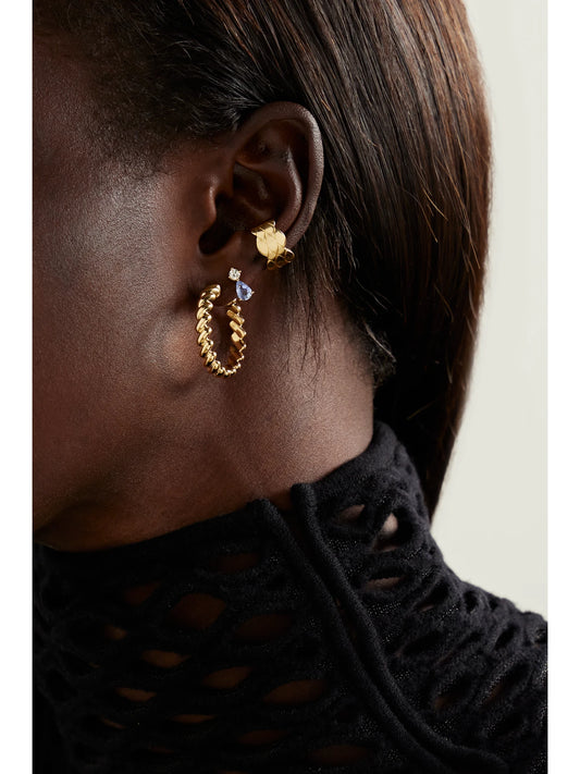 Image of Earrings. Product name - Talitha 18-karat Gold Ear Cuff in Multi colour by brand - Anita Ko
