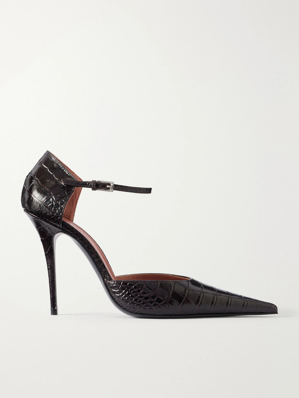 Amina Muaddi Barbara 105 Croc-effect Leather Mary Jane Pumps