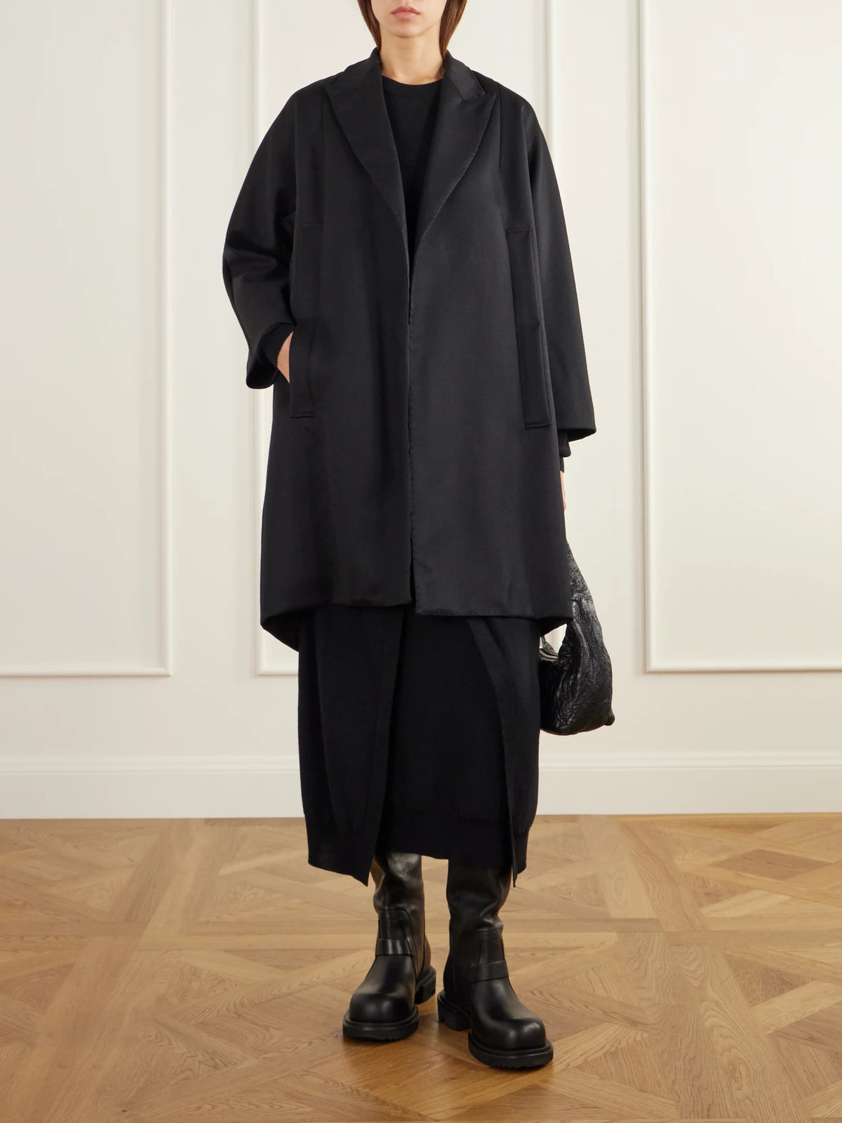 Image of Coats & Jackets. Product name - Wool-gabardine Coat in Black colour by brand - AARON ESH