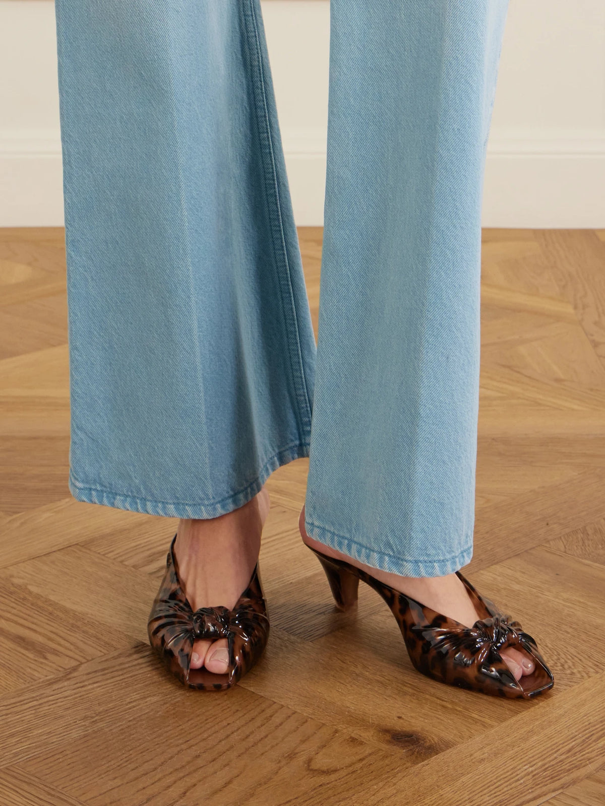 Ruched Leopard-print Tpu Mules