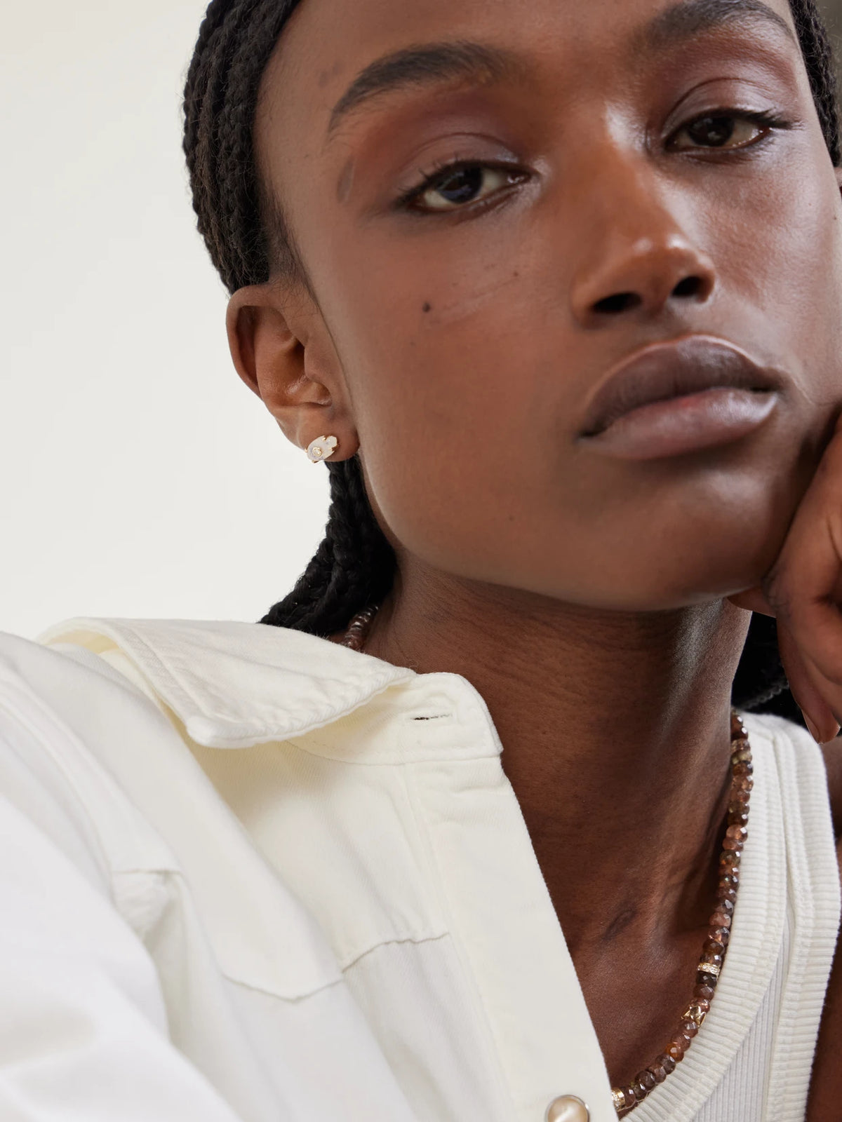 Image of Earrings. Product name - 14-karat Gold, Moonstone And Diamond Earrings in Multi colour by brand - Sydney Evan